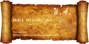 Wahl Alfréda névjegykártya